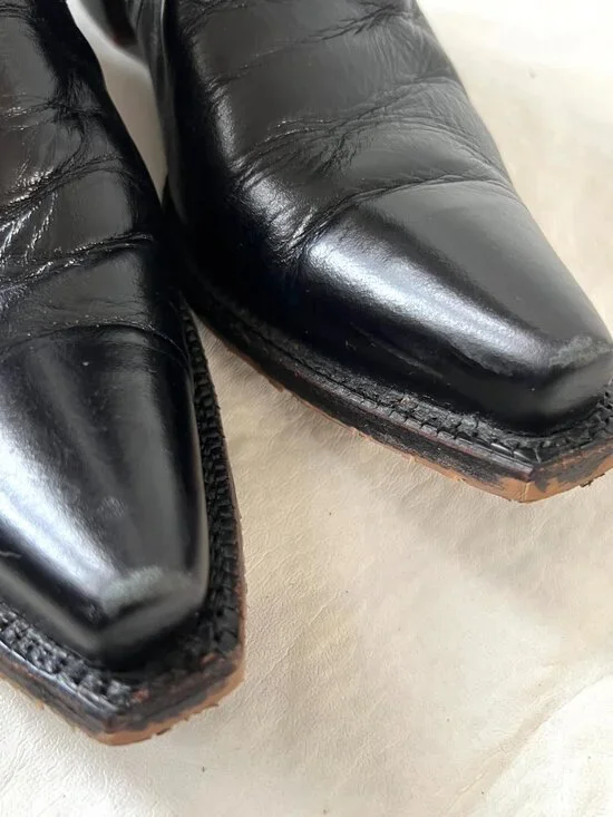 Tony Lama boots Coco short ankle booties womens 7.5 black leather snip toe - Picture 9 of 10